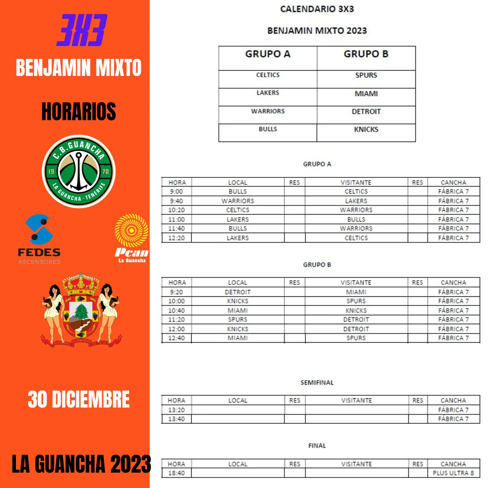 Calendario benjamin mixto 3x3 2023
