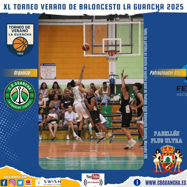 📸 C.B. Palestina 81 – Dirdam Laer 77El FEDES Arena – Pabellón Plus Ultra volvió a vivir una de esas noches mágicas que quedan grabadas en la historia del torneo. Con un lleno absoluto y un público volcado desde el salto inicial, C.B. Palestina firmó una remontada espectacular para imponerse a Dirdam Laer y asegurarse un puesto en la gran final del XL Torneo Sénior Masculino, que se disputará este lunes a las 20:00 h.El ambiente fue simplemente espectacular: gradas repletas, aplausos ensordecedores y una afición que no dejó de empujar a sus equipos en un partido de alto voltaje. El marcador se decidió en los últimos instantes, poniendo en pie a todo el pabellón.💚 Patrocinador oficial: FEDES Ascensores
🤝 Colabora: Ayuntamiento de La Guancha#TorneoVeranoCBG #XLmasculino #FedesAscensores #AyuntamientoDeLaGuancha #SomosFamiliaCBG #Desde1970