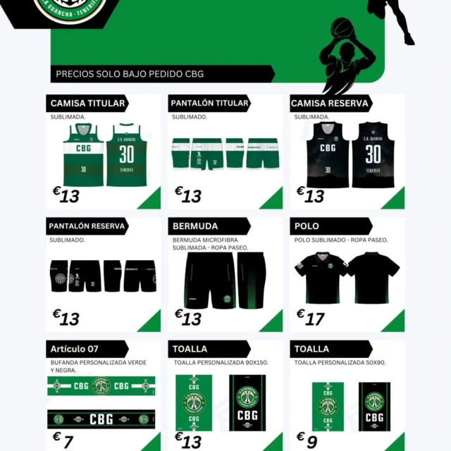 💚🏀 𝐌𝐄𝐑𝐂𝐇𝐀𝐍𝐃𝐈𝐒𝐈𝐍𝐆 𝐎𝐅𝐈𝐂𝐈𝐀𝐋 𝐂.𝐁. 𝐆𝐔𝐀𝐍𝐂𝐇𝐀 𝟐𝟎𝟐𝟓-𝟐𝟎𝟐𝟔 🏀💚
Ya está disponible toda la 𝐫𝐨𝐩𝐚 𝐨𝐟𝐢𝐜𝐢𝐚𝐥 𝐝𝐞𝐥 𝐂.𝐁. 𝐆𝐮𝐚𝐧𝐜𝐡𝐚 con una marca tan importante a nivel nacional es 𝐏𝐞𝐧𝐭𝐞𝐱 para que nuestros seguidores puedan lucir con orgullo los colores verde y blanco.

👕 𝐄𝐪𝐮𝐢𝐩𝐚𝐜𝐢𝐨𝐧𝐞𝐬 𝐨𝐟𝐢𝐜𝐢𝐚𝐥𝐞𝐬 (primera y segunda)
👚 𝐒𝐮𝐝𝐚𝐝𝐞𝐫𝐚 𝐨𝐟𝐢𝐜𝐢𝐚𝐥 𝐂𝐁𝐆 – ¡novedad esta temporada!
👔 𝐏𝐨𝐥𝐨𝐬, 𝐜𝐚𝐦𝐢𝐬𝐞𝐭𝐚𝐬 𝐲 𝐜𝐡𝐚́𝐧𝐝𝐚𝐥
🎽 𝐏𝐞𝐫𝐬𝐨𝐧𝐚𝐥𝐢𝐳𝐚 𝐭𝐮𝐬 𝐩𝐫𝐞𝐧𝐝𝐚𝐬 con tu nombre o con el de tu jugador/a favorita

📌𝐑𝐞𝐚𝐥𝐢𝐳𝐚 𝐭𝐮 𝐩𝐞𝐝𝐢𝐝𝐨 𝐚𝐧𝐭𝐞𝐬 𝐝𝐞𝐥 𝟏𝟎 𝐝𝐞 𝐬𝐞𝐩𝐭𝐢𝐞𝐦𝐛𝐫𝐞 y asegura tus prendas para esta nueva temporada.

👉 𝐏𝐚𝐫𝐚 𝐦𝐚́𝐬 𝐢𝐧𝐟𝐨𝐫𝐦𝐚𝐜𝐢𝐨́𝐧 𝐲 𝐩𝐞𝐝𝐢𝐝𝐨𝐬: 𝟔𝟔𝟕 𝟕𝟑𝟖 𝟕𝟔𝟎

¡Vive el baloncesto, siente los colores y viste como parte de la gran familia del C.B. Guancha! 💚

#SomosFamiliaCBG #Desde1970 #MerchandisingCBG #BaloncestoCanario