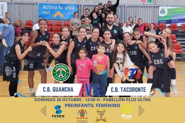 💚🏀 𝗖𝗜𝗘𝗥𝗥𝗘 𝗗𝗘 𝗝𝗢𝗥𝗡𝗔𝗗𝗔 𝗣𝗔𝗥𝗔 𝗡𝗨𝗘𝗦𝗧𝗥𝗔𝗦 𝗣𝗥𝗘𝗜𝗡𝗙𝗔𝗡𝗧𝗜𝗟𝗘𝗦 𝗙𝗘𝗠𝗘𝗡𝗜𝗡𝗔𝗦 🏀💚
📅 𝗗𝗼𝗺𝗶𝗻𝗴𝗼 𝟮𝟲 𝗱𝗲 𝗼𝗰𝘁𝘂𝗯𝗿𝗲
🕛 𝟭𝟮:𝟬𝟬 𝗵𝗼𝗿𝗮𝘀
🏟️ 𝗣𝗮𝗯𝗲𝗹𝗹𝗼́𝗻 𝗣𝗹𝘂𝘀 𝗨𝗹𝘁𝗿𝗮
📍 𝗖.𝗕. 𝗚𝘂𝗮𝗻𝗰𝗵𝗮 🆚 𝗖.𝗕. 𝗧𝗮𝗰𝗼𝗿𝗼𝗻𝘁𝗲
Cerramos un fin de semana sobresaliente para el club con el encuentro de nuestras preinfantiles femeninas, que afrontan esta mañana un nuevo compromiso en el Pabellón Plus Ultra 💚
Hasta el momento, todos nuestros equipos han conseguido la victoria, con la única excepción de los preminis, que continúan dando sus primeros pasos y acumulando experiencia con entusiasmo y esfuerzo 🌿
💚 ¡Que siga la racha!
Invitamos a todas las familias y aficionados a acompañar al equipo y disfrutar de otra jornada de emoción, compañerismo y pasión por nuestro deporte 💪
💡 Gracias, como siempre, a quienes hacen posible que sigamos creciendo:
⛽ 𝗣𝗖𝗔𝗡 𝗟𝗮 𝗚𝘂𝗮𝗻𝗰𝗵𝗮 – energía que impulsa el deporte base.
🏢 𝗔𝘆𝘂𝗻𝘁𝗮𝗺𝗶𝗲𝗻𝘁𝗼 𝗱𝗲 𝗟𝗮 𝗚𝘂𝗮𝗻𝗰𝗵𝗮 – apoyando el desarrollo deportivo de nuestro municipio.
⬆️ 𝗙𝗘𝗗𝗘𝗦 𝗔𝘀𝗰𝗲𝗻𝘀𝗼𝗿𝗲𝘀 – elevando al 𝗖.𝗕. 𝗚𝘂𝗮𝗻𝗰𝗵𝗮 hacia nuevos logros.
#SomosFamiliaCBG #Desde1970 #CBGuancha #100%Cantera #OrgulloGuanchero #BaloncestoCanario #FIBT #VamosCBG 💚🏀