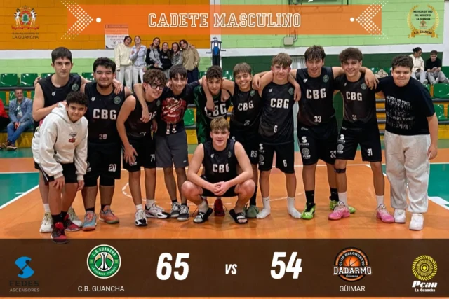 💚🏀 𝗖𝗔𝗗𝗘𝗧𝗘 𝗠𝗔𝗦𝗖𝗨𝗟𝗜𝗡𝗢 – 𝗩𝗜𝗖𝗧𝗢𝗥𝗜𝗔 𝗘𝗡 𝗖𝗔𝗦𝗔 🏀💚

Otra alegría para nuestra afición en el Pabellón Plus Ultra, donde el cadete sumó una nueva victoria tras un partido intenso y muy trabajado.

➡️ 𝗖.𝗕. 𝗚𝗨𝗔𝗡𝗖𝗛𝗔 𝟲𝟱 – 𝗚Ü𝗜𝗠𝗔𝗥 𝟱𝟰

El equipo mostró personalidad en los momentos clave, manteniendo la calma y aprovechando el empuje de nuestra cancha para cerrar un encuentro de mucho ritmo.

Gran trabajo de todos los chicos, que siguen creciendo jornada tras jornada.

💚 Orgullosos del esfuerzo y la actitud. A seguir construyendo.

🙏 Con el apoyo de:
⛽ 𝗣𝗖𝗔𝗡 𝗟𝗔 𝗚𝗨𝗔𝗡𝗖𝗛𝗔 – energía y servicio de confianza.
🏢 𝗔𝗬𝗨𝗡𝗧𝗔𝗠𝗜𝗘𝗡𝗧𝗢 𝗗𝗘 𝗟𝗔 𝗚𝗨𝗔𝗡𝗖𝗛𝗔 – compromiso con el deporte de base.
⬆️ 𝗙𝗘𝗗𝗘𝗦 𝗔𝗦𝗖𝗘𝗡𝗦𝗢𝗥𝗘𝗦 – elevando nuestro baloncesto.

#SomosFamiliaCBG #Desde1970 #CBGuancha #Cadete #BaloncestoCanario 💚🏀