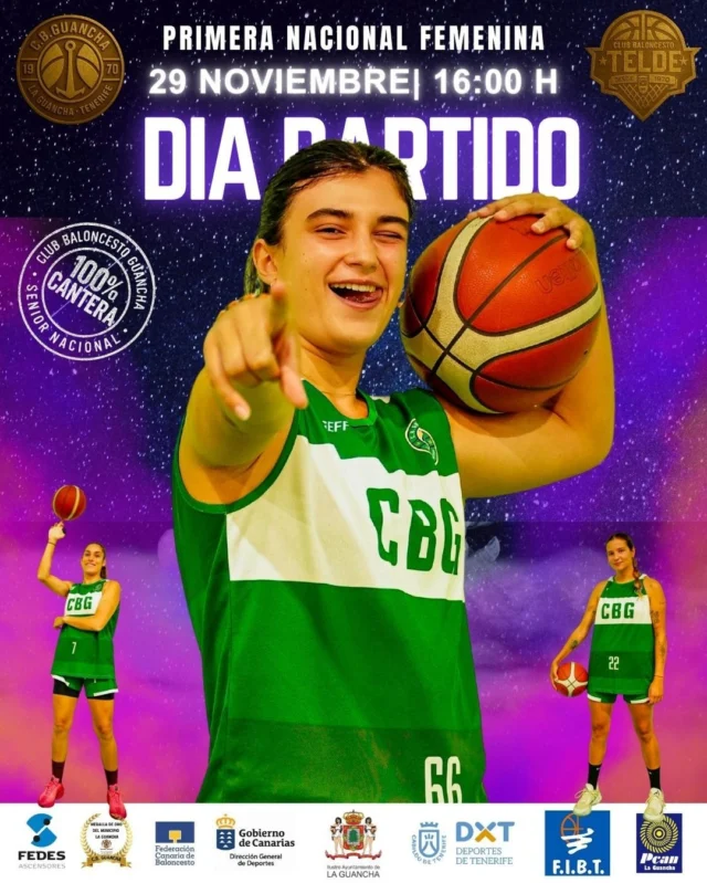 💚🏀 𝟭ª 𝗗𝗜𝗩𝗜𝗦𝗜Ó𝗡 𝗡𝗔𝗖𝗜𝗢𝗡𝗔𝗟 𝗙𝗘𝗠𝗘𝗡𝗜𝗡𝗔 – 𝟴ª 𝗝𝗢𝗥𝗡𝗔𝗗𝗔 🏀💚

🔥 Este sábado llega una cita especial en casa, un nuevo desafío para nuestras jugadoras del 𝙎𝙚𝙣𝙞𝙤𝙧 𝙁𝙚𝙢𝙚𝙣𝙞𝙣𝙤 que buscan seguir soñando en la exigente liga nacional.
Nos visita el conjunto grancanario 𝗖𝗕 𝗧𝗲𝗹𝗱𝗲, un rival siempre competitivo y con talento joven, dispuesto a ponernos a prueba.

📅 𝙎á𝙗𝙖𝙙𝙤 𝟮𝟵 𝙙𝙚 𝙣𝙤𝙫𝙞𝙚𝙢𝙗𝙧𝙚
🕓 𝟭𝟲:𝟬𝟬 horas
🏟️ 𝗣𝗮𝗯𝗲𝗹𝗹ó𝗻 𝗣𝗹𝘂𝘀 𝗨𝗹𝘁𝗿𝗮
🏀 𝗖.𝗕. 𝗚𝘂𝗮𝗻𝗰𝗵𝗮 – 𝗖𝗕 𝗧𝗲𝗹𝗱𝗲

💚 En el año del regreso a la liga nacional, nuestras chicas siguen demostrando carácter, entrega y un sentimiento que trasciende resultados: 𝗲𝘀𝘁𝗮 𝗲𝘀 𝗻𝘂𝗲𝘀𝘁𝗿𝗮 𝗰𝗮𝘀𝗮, 𝗻𝘂𝗲𝘀𝘁𝗿𝗮 𝗴𝗲𝗻𝘁𝗲 𝘆 𝗻𝘂𝗲𝘀𝘁𝗿𝗼 𝗰𝗹𝘂𝗯.

📣 𝗧𝗲 𝗻𝗲𝗰𝗲𝘀𝗶𝘁𝗮𝗺𝗼𝘀 𝗲𝗻 𝗹𝗮𝘀 𝗴𝗿𝗮𝗱𝗮𝘀.
Vamos a llenar el Plus Ultra y empujar juntos cada balón, cada defensa y cada canasta.
𝗘𝘀𝘁𝗲 𝗲𝘀 𝗺á𝘀 𝗾𝘂𝗲 𝗲𝗹 𝗽𝗿ó𝘅𝗶𝗺𝗼 𝗽𝗮𝗿𝘁𝗶𝗱𝗼… 𝗲𝘀 𝗲𝗹 𝘀𝗲𝗻𝘁𝗶𝗺𝗶𝗲𝗻𝘁𝗼 𝗱𝗲 𝘂𝗻 𝗽𝘂𝗲𝗯𝗹𝗼.

💡 Gracias a quienes lo hacen posible:
⛽ 𝗣𝗖𝗔𝗡 𝗟𝗮 𝗚𝘂𝗮𝗻𝗰𝗵𝗮 – energía, servicio y confianza.
🏢 𝗔𝘆𝘂𝗻𝘁𝗮𝗺𝗶𝗲𝗻𝘁𝗼 𝗱𝗲 𝗟𝗮 𝗚𝘂𝗮𝗻𝗰𝗵𝗮 – con el deporte y nuestra identidad.
⬆️ 𝗙𝗘𝗗𝗘𝗦 𝗔𝘀𝗰𝗲𝗻𝘀𝗼𝗿𝗲𝘀 – elevando nuestros sueños.

#𝐒𝐨𝐦𝐨𝐬𝐅𝐚𝐦𝐢𝐥𝐢𝐚𝐂𝐁𝐆 #𝐃𝐞𝐬𝐝𝐞𝟭𝟵𝟳𝟬 #𝐋𝐢𝐠𝐚𝐍𝐚𝐜𝐢𝐨𝐧𝐚𝐥 #𝐂𝐁𝐆𝐮𝐚𝐧𝐜𝐡𝐚 #𝟭𝟬𝟬%𝐂𝐚𝐧𝐭𝐞𝐫𝐚 💚🏀