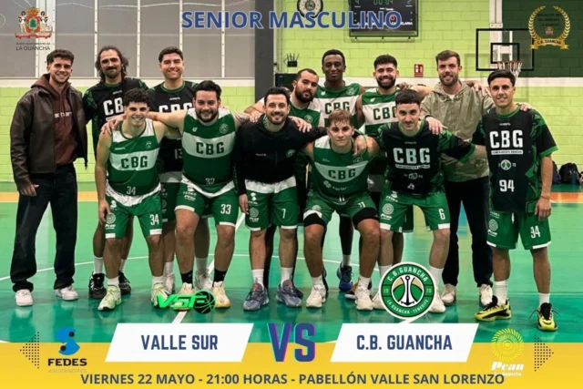 🏀💚 𝗥𝗘𝗖𝗧𝗔 𝗙𝗜𝗡𝗔𝗟 𝗣𝗔𝗥𝗔 𝗡𝗨𝗘𝗦𝗧𝗥𝗢 𝗦𝗘𝗡𝗜𝗢𝗥 𝗠𝗔𝗦𝗖𝗨𝗟𝗜𝗡𝗢 💚🏀

Nueva cita importantísima esta noche para nuestro Senior Masculino, que continúa luchando en la parte alta de la clasificación en este apasionante final de temporada 🔥🏀

🏀 𝗩𝗔𝗟𝗟𝗘 𝗦𝗨𝗥 𝗙𝗔́𝗧𝗜𝗠𝗔 🆚 𝗖.𝗕. 𝗚𝗨𝗔𝗡𝗖𝗛𝗔
📅 Viernes 22 de mayo
🕘 21:00 horas
📍 Pabellón Valle San Lorenzo – Cancha 1

Los nuestros afrontan otro encuentro exigente con la ilusión de seguir peleando hasta el final por estar entre los mejores equipos de la competición 💪💚

💚 𝗨𝗡 𝗘𝗤𝗨𝗜𝗣𝗢 𝗤𝗨𝗘 𝗡𝗨𝗡𝗖𝗔 𝗗𝗘𝗝𝗔 𝗗𝗘 𝗖𝗢𝗠𝗣𝗘𝗧𝗜𝗥
💚 𝗖𝗢𝗥𝗔𝗭𝗢́𝗡, 𝗖𝗔𝗥𝗔́𝗖𝗧𝗘𝗥 𝗬 𝗠𝗨𝗖𝗛𝗔 𝗜𝗟𝗨𝗦𝗜𝗢́𝗡

👏 𝗠𝗨𝗖𝗛𝗜́𝗦𝗜𝗠𝗔 𝗦𝗨𝗘𝗥𝗧𝗘, 𝗖𝗛𝗜𝗖𝗢𝗦
👏 𝗩𝗔𝗠𝗢𝗦 𝗖.𝗕. 𝗚𝗨𝗔𝗡𝗖𝗛𝗔 💚🏀

🙏 𝗚𝗥𝗔𝗖𝗜𝗔𝗦 𝗔 𝗤𝗨𝗜𝗘𝗡𝗘𝗦 𝗦𝗜𝗚𝗨𝗘𝗡 𝗔𝗣𝗢𝗬𝗔𝗡𝗗𝗢 𝗡𝗨𝗘𝗦𝗧𝗥𝗢 𝗖𝗟𝗨𝗕:

⛽ 𝗣𝗖𝗔𝗡 𝗟𝗔 𝗚𝗨𝗔𝗡𝗖𝗛𝗔 – energía para seguir soñando juntos.

🏢 𝗔𝗬𝗨𝗡𝗧𝗔𝗠𝗜𝗘𝗡𝗧𝗢 𝗗𝗘 𝗟𝗔 𝗚𝗨𝗔𝗡𝗖𝗛𝗔 – siempre junto al deporte guanchero.

⬆️ 𝗙𝗘𝗗𝗘𝗦 𝗔𝗦𝗖𝗘𝗡𝗦𝗢𝗥𝗘𝗦 – impulsando el presente y futuro del CBG.

#SomosFamiliaCBG #Desde1970 #SeniorMasculino #OrgulloCBG 💚🏀