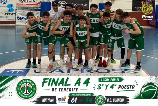 🏀💚 𝗚𝗥𝗔𝗡 𝗙𝗜𝗡𝗔𝗟 𝗗𝗘 𝗧𝗘𝗠𝗣𝗢𝗥𝗔𝗗𝗔 𝗣𝗔𝗥𝗔 𝗡𝗨𝗘𝗦𝗧𝗥𝗢 𝗣𝗥𝗘𝗖𝗔𝗗𝗘𝗧𝗘 💚🏀

🏀 𝗡𝗨𝗥𝗬𝗔𝗡𝗔 𝟲𝟭 – 𝗖.𝗕. 𝗚𝗨𝗔𝗡𝗖𝗛𝗔 𝟳𝟰

Nuestro Precadete Masculino finaliza la temporada logrando una magnífica victoria en la lucha por el 3º y 4º puesto de Tenerife de la Final a 4 disputada este fin de semana en Tacoronte 🏆💪

Los chicos dirigidos por 𝗘𝗗𝗔𝗡 𝗠𝗔𝗥𝗧𝗜́𝗡 realizaron un enorme partido, demostrando una vez más el carácter competitivo, la unión y el gran crecimiento que han tenido durante toda la temporada 👏🏀

💚 𝗢𝗥𝗚𝗨𝗟𝗟𝗢 𝗗𝗘 𝗘𝗤𝗨𝗜𝗣𝗢
💚 𝗢𝗥𝗚𝗨𝗟𝗟𝗢 𝗗𝗘 𝗖𝗔𝗡𝗧𝗘𝗥𝗔
💚 𝗢𝗥𝗚𝗨𝗟𝗟𝗢 𝗗𝗘 𝗖.𝗕. 𝗚𝗨𝗔𝗡𝗖𝗛𝗔 💚

Llegar hasta una Final a 4 de Tenerife ya era un premio enorme para este grupo, pero además han sabido competir y representar a nuestro club de una manera espectacular durante todo el fin de semana 🔥🏀

👏 𝗠𝗨𝗖𝗛𝗜́𝗦𝗜𝗠𝗔𝗦 𝗙𝗘𝗟𝗜𝗖𝗜𝗗𝗔𝗗𝗘𝗦 𝗔 𝗧𝗢𝗗𝗢𝗦 𝗟𝗢𝗦 𝗝𝗨𝗚𝗔𝗗𝗢𝗥𝗘𝗦
👏 𝗙𝗘𝗟𝗜𝗖𝗜𝗗𝗔𝗗𝗘𝗦 𝗔 𝗘𝗗𝗔𝗡 𝗠𝗔𝗥𝗧𝗜́𝗡 𝗣𝗢𝗥 𝗘𝗟 𝗚𝗥𝗔𝗡 𝗧𝗥𝗔𝗕𝗔𝗝𝗢 𝗥𝗘𝗔𝗟𝗜𝗭𝗔𝗗𝗢
👏 𝗬 𝗚𝗥𝗔𝗖𝗜𝗔𝗦 𝗔 𝗟𝗔𝗦 𝗙𝗔𝗠𝗜𝗟𝗜𝗔𝗦 𝗬 𝗔𝗙𝗜𝗖𝗜𝗢́𝗡 𝗣𝗢𝗥 𝗘𝗦𝗧𝗔𝗥 𝗦𝗜𝗘𝗠𝗣𝗥𝗘 𝗔𝗡𝗜𝗠𝗔𝗡𝗗𝗢 💚

Porque más allá de los resultados, este equipo ha demostrado compromiso, compañerismo y muchísima ilusión por este deporte 🏀✨

💚 𝗚𝗥𝗔𝗡𝗗𝗘𝗦, 𝗖𝗛𝗜𝗖𝗢𝗦
💚 #𝗦𝗢𝗠𝗢𝗦𝗙𝗔𝗠𝗜𝗟𝗜𝗔𝗖𝗕𝗚
💚 #𝗗𝗘𝗦𝗗𝗘𝟭𝟵𝟳𝟬 💚🏀