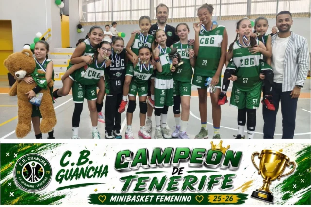🏆💚💚💚 **𝗖𝗔𝗠𝗣𝗘𝗢𝗡𝗔𝗦 𝗗𝗘 𝗧𝗘𝗡𝗘𝗥𝗜𝗙𝗘 𝟮𝟬𝟮𝟱 - 𝟮𝟬𝟮𝟲** 💚💚💚🏆

La imagen lo dice absolutamente todo. Alegría, emoción, orgullo y la recompensa a una temporada extraordinaria. Nuestras jugadoras del **𝗠𝗜𝗡𝗜𝗕𝗔𝗦𝗞𝗘𝗧 𝗙𝗘𝗠𝗘𝗡𝗜𝗡𝗢** posan con el trofeo y las medallas que las acreditan como **𝗖𝗔𝗠𝗣𝗘𝗢𝗡𝗔𝗦 𝗗𝗘 𝗧𝗘𝗡𝗘𝗥𝗜𝗙𝗘**, culminando una campaña para el recuerdo. 🏀💚

Este título es el premio a meses de entrenamientos, esfuerzo, sacrificio, compañerismo e ilusión. Jugadoras que ha crecido enormemente durante toda la temporada y que ha representado al Club Baloncesto Guancha de forma ejemplar dentro y fuera de la cancha. 👏🏆

Felicitar a todas las jugadoras y a sus familias, que han estado apoyando en cada entrenamiento y en cada partido. Este campeonato también les pertenece a ustedes. 💚

Agradecer igualmente la presencia de **𝗗𝗜𝗘𝗚𝗢 𝗚𝗢𝗡𝗭𝗔́𝗟𝗘𝗭 𝗛𝗘𝗥𝗥𝗘𝗥𝗔, 𝗖𝗢𝗡𝗖𝗘𝗝𝗔𝗟 𝗗𝗘 𝗗𝗘𝗣𝗢𝗥𝗧𝗘𝗦 𝗗𝗘𝗟 𝗔𝗬𝗨𝗡𝗧𝗔𝗠𝗜𝗘𝗡𝗧𝗢 𝗗𝗘 𝗟𝗔 𝗚𝗨𝗔𝗡𝗖𝗛𝗔**, que quiso acompañar a nuestras campeonas en un momento tan especial y participar en la entrega de trofeos y medallas. 🤝🏀

Y una felicitación muy especial para **𝗔𝗟𝗘𝗝𝗔𝗡𝗗𝗥𝗢 𝗚𝗢𝗡𝗭𝗔́𝗟𝗘𝗭**, que vuelve a hacer historia en nuestro club al conseguir ser **𝗖𝗔𝗠𝗣𝗘𝗢́𝗡 𝗗𝗘 𝗧𝗘𝗡𝗘𝗥𝗜𝗙𝗘 𝗣𝗢𝗥 𝗦𝗘𝗚𝗨𝗡𝗗𝗔 𝗧𝗘𝗠𝗣𝗢𝗥𝗔𝗗𝗔 𝗖𝗢𝗡𝗦𝗘𝗖𝗨𝗧𝗜𝗩𝗔**, logrando además este éxito con una generación diferente de jugadoras. Un reconocimiento a su magnífico trabajo en la formación y desarrollo de nuestra cantera. 👏💚

🏆 **𝗖𝗔𝗠𝗣𝗘𝗢𝗡𝗔𝗦 𝗗𝗘 𝗧𝗘𝗡𝗘𝗥𝗜𝗙𝗘**
🏆 **𝗢𝗥𝗚𝗨𝗟𝗟𝗢 𝗗𝗘 𝗟𝗔 𝗚𝗨𝗔𝗡𝗖𝗛𝗔**
🏆 **𝗢𝗥𝗚𝗨𝗟𝗟𝗢 𝗗𝗘 𝗡𝗨𝗘𝗦𝗧𝗥𝗔 𝗖𝗔𝗡𝗧𝗘𝗥𝗔**

💚 **¡¡¡𝗠𝗨𝗖𝗛𝗜́𝗦𝗜𝗠𝗔𝗦 𝗙𝗘𝗟𝗜𝗖𝗜𝗗𝗔𝗗𝗘𝗦, 𝗖𝗛𝗜𝗖𝗔𝗦!!!** 💚

🙏 **𝗚𝗥𝗔𝗖𝗜𝗔𝗦 𝗔 𝗤𝗨𝗜𝗘𝗡𝗘𝗦 𝗦𝗜𝗚𝗨𝗘𝗡 𝗔𝗣𝗢𝗬𝗔𝗡𝗗𝗢 𝗡𝗨𝗘𝗦𝗧𝗥𝗔 𝗖𝗔𝗡𝗧𝗘𝗥𝗔:**

⛽ **𝗣𝗖𝗔𝗡 𝗟𝗔 𝗚𝗨𝗔𝗡𝗖𝗛𝗔** – energía para seguir soñando juntas.

🏢 **𝗔𝗬𝗨𝗡𝗧𝗔𝗠𝗜𝗘𝗡𝗧𝗢 𝗗𝗘 𝗟𝗔 𝗚𝗨𝗔𝗡𝗖𝗛𝗔** – siempre junto al deporte base.

⬆️ **𝗙𝗘𝗗𝗘𝗦 𝗔𝗦𝗖𝗘𝗡𝗦𝗢𝗥𝗘𝗦** – impulsando el presente y el futuro del C.B. Guancha.

#SomosFamiliaCBG #Desde1970 💚🏆🏀