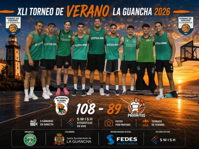 🏀🔥 𝗔𝗨𝗧𝗛𝗘𝗡𝗧𝗜𝗖 𝗖𝗟𝗔𝗦𝗦𝗜𝗖 𝗜𝗠𝗣𝗢𝗡𝗘 𝗦𝗨 𝗥𝗜𝗧𝗠𝗢 𝗘𝗡 𝗘𝗟 𝗫𝗟𝗜 𝗧𝗢𝗥𝗡𝗘𝗢 𝗗𝗘 𝗩𝗘𝗥𝗔𝗡𝗢 𝗟𝗔 𝗚𝗨𝗔𝗡𝗖𝗛𝗔 𝟮𝟬𝟮𝟲 💥⛹️

🔥 𝗔𝘂𝘁𝗵𝗲𝗻𝘁𝗶𝗰 𝗖𝗹𝗮𝘀𝘀𝗶𝗰 firmó una gran actuación para sumar una nueva victoria en el 𝗫𝗟𝗜 𝗧𝗼𝗿𝗻𝗲𝗼 𝗱𝗲 𝗩𝗲𝗿𝗮𝗻𝗼 𝗟𝗮 𝗚𝘂𝗮𝗻𝗰𝗵𝗮 𝟮𝟬𝟮𝟲, superando a Los Prosikitos por un marcador de 𝟭𝟬𝟴 - 𝟴𝟵. 💪🏀

⚡ 𝗘𝗹 𝗽𝗮𝗿𝘁𝗶𝗱𝗼 ofreció un gran ritmo desde el salto inicial, con dos equipos que nunca dejaron de competir y que regalaron a los aficionados una nueva noche de espectáculo en el 𝗙𝗘𝗗𝗘𝗦 𝗔𝗿𝗲𝗻𝗮 - 𝗣𝗹𝘂𝘀 𝗨𝗹𝘁𝗿𝗮. 🙌🔥

👏 𝗟𝗼𝘀 𝗣𝗿𝗼𝘀𝗶𝗸𝗶𝘁𝗼𝘀 plantaron cara durante muchos minutos, mostrando carácter y entrega, aunque el acierto ofensivo de Authentic Classic terminó marcando la diferencia en el tramo decisivo del encuentro. 💯🏀

📸 𝗥𝗲𝗰𝘂𝗲𝗿𝗱𝗮 que puedes disfrutar de las 𝗳𝗼𝘁𝗼𝘀 𝗱𝗲𝗹 𝗽𝗮𝗿𝘁𝗶𝗱𝗼 y consultar todas las 𝗲𝘀𝘁𝗮𝗱í𝘀𝘁𝗶𝗰𝗮𝘀 𝗲𝗻 𝘃𝗶𝘃𝗼 gracias a SWISH. 📷📊

🔥🏀 𝗘𝗹 𝗺𝗲𝗷𝗼𝗿 𝗯𝗮𝗹𝗼𝗻𝗰𝗲𝘀𝘁𝗼 𝗱𝗲𝗹 𝘃𝗲𝗿𝗮𝗻𝗼 𝘀𝗶𝗴𝘂𝗲 𝗲𝗻 𝗟𝗮 𝗚𝘂𝗮𝗻𝗰𝗵𝗮. ¡𝗧𝗲 𝗲𝘀𝗽𝗲𝗿𝗮𝗺𝗼𝘀 𝗲𝗻 𝗹𝗮𝘀 𝗽𝗿ó𝘅𝗶𝗺𝗮𝘀 𝗷𝗼𝗿𝗻𝗮𝗱𝗮𝘀! 🌅🏀💚

#XLITorneoDeVeranoLaGuancha #SomosFamiliaCBG #Baloncesto #LaGuancha #FEDESAscensores #SWISH #Verano2026 🏀☀️💚