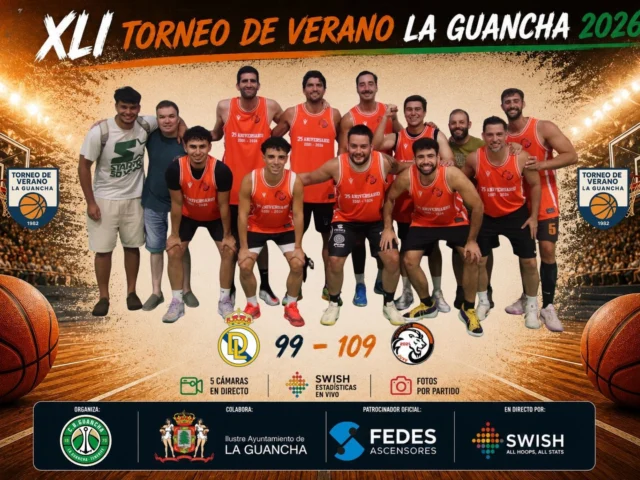 🏀🔥 𝗝𝗨𝗩𝗘𝗡𝗧𝗨𝗗 𝗚𝗢𝗟𝗣𝗘𝗔 𝗦𝗢𝗕𝗥𝗘 𝗟𝗔 𝗠𝗘𝗦𝗔 🔥🏀

El 𝗫𝗟𝗜 𝗧𝗢𝗥𝗡𝗘𝗢 𝗗𝗘 𝗩𝗘𝗥𝗔𝗡𝗢 𝗟𝗔 𝗚𝗨𝗔𝗡𝗖𝗛𝗔 𝟮𝟬𝟮𝟲 volvió a ofrecer un auténtico espectáculo en el 𝗙𝗘𝗗𝗘𝗦 𝗔𝗥𝗘𝗡𝗔, donde 𝗝𝗨𝗩𝗘𝗡𝗧𝗨𝗗 consiguió una importante victoria tras imponerse a 𝗗𝗜𝗥𝗗𝗔𝗠 𝗟𝗔𝗘𝗥 por 𝟵𝟵-𝟭𝟬𝟵, en un encuentro de gran ritmo, intensidad y muchísimo acierto ofensivo.

👏 𝗔𝗠𝗕𝗢𝗦 𝗘𝗤𝗨𝗜𝗣𝗢𝗦 𝗢𝗙𝗥𝗘𝗖𝗜𝗘𝗥𝗢𝗡 𝗨𝗡 𝗚𝗥𝗔𝗡 𝗘𝗦𝗣𝗘𝗖𝗧𝗔́𝗖𝗨𝗟𝗢, con grandes acciones individuales y un partido vibrante que mantuvo la emoción durante los cuarenta minutos.

🏆 𝗥𝗘𝗦𝗨𝗟𝗧𝗔𝗗𝗢 𝗙𝗜𝗡𝗔𝗟

🏀 𝗗𝗜𝗥𝗗𝗔𝗠 𝗟𝗔𝗘𝗥 𝟵𝟵 - 𝟭𝟬𝟵 𝗝𝗨𝗩𝗘𝗡𝗧𝗨𝗗

📸 𝗟𝗔𝗦 𝗙𝗢𝗧𝗢𝗚𝗥𝗔𝗙𝗜́𝗔𝗦 𝗗𝗘𝗟 𝗣𝗔𝗥𝗧𝗜𝗗𝗢 𝗬𝗔 𝗘𝗦𝗧𝗔́𝗡 𝗗𝗜𝗦𝗣𝗢𝗡𝗜𝗕𝗟𝗘𝗦 en el 𝗙𝗔𝗖𝗘𝗕𝗢𝗢𝗞 𝗢𝗙𝗜𝗖𝗜𝗔𝗟 𝗗𝗘𝗟 𝗧𝗢𝗥𝗡𝗘𝗢 𝗗𝗘 𝗩𝗘𝗥𝗔𝗡𝗢 𝗟𝗔 𝗚𝗨𝗔𝗡𝗖𝗛𝗔. ¡𝗕𝘂́𝘀𝗰𝗮𝘁𝗲, 𝗲𝘁𝗶𝗾𝘂𝗲𝘁𝗮 𝗮 𝘁𝘂𝘀 𝗰𝗼𝗺𝗽𝗮𝗻̃𝗲𝗿𝗼𝘀 𝘆 𝗰𝗼𝗺𝗽𝗮𝗿𝘁𝗲 𝘁𝘂𝘀 𝗺𝗲𝗷𝗼𝗿𝗲𝘀 𝗺𝗼𝗺𝗲𝗻𝘁𝗼𝘀!

📊 𝗖𝗢𝗡𝗦𝗨𝗟𝗧𝗔 𝗧𝗢𝗗𝗔𝗦 𝗟𝗔𝗦 𝗘𝗦𝗧𝗔𝗗𝗜́𝗦𝗧𝗜𝗖𝗔𝗦 𝗗𝗘𝗟 𝗘𝗡𝗖𝗨𝗘𝗡𝗧𝗥𝗢 𝗘𝗡 𝗦𝗪𝗜𝗦𝗛.

💙 𝗙𝗘𝗗𝗘𝗦 𝗔𝗦𝗖𝗘𝗡𝗦𝗢𝗥𝗘𝗦, patrocinador oficial del torneo, continúa haciendo posible que cada jornada se viva con una organización y una producción de primer nivel.

🎥 𝗧𝗢𝗗𝗢𝗦 𝗟𝗢𝗦 𝗣𝗔𝗥𝗧𝗜𝗗𝗢𝗦 𝗦𝗘 𝗥𝗘𝗧𝗥𝗔𝗡𝗦𝗠𝗜𝗧𝗘𝗡 𝗘𝗡 𝗗𝗜𝗥𝗘𝗖𝗧𝗢 𝗖𝗢𝗡 𝟱 𝗖𝗔́𝗠𝗔𝗥𝗔𝗦, acompañados de 𝗘𝗦𝗧𝗔𝗗𝗜́𝗦𝗧𝗜𝗖𝗔𝗦 𝗘𝗡 𝗩𝗜𝗩𝗢 𝗖𝗢𝗡 𝗦𝗪𝗜𝗦𝗛 y la mejor cobertura durante toda la competición.

🍢🌭 𝗟𝗔 𝗧𝗘𝗥𝗥𝗔𝗭𝗔 𝗣𝗘𝗗𝗥𝗢 𝗬 𝗥𝗢𝗦𝗬 sigue siendo el punto de encuentro perfecto para jugadores y aficionados, con sus 𝗙𝗔𝗠𝗢𝗦𝗢𝗦 𝗣𝗜𝗡𝗖𝗛𝗢𝗦, 𝗛𝗔𝗠𝗕𝗨𝗥𝗚𝗨𝗘𝗦𝗔𝗦, 𝗕𝗢𝗖𝗔𝗗𝗜𝗟𝗟𝗢𝗦, 𝗕𝗘𝗕𝗜𝗗𝗔𝗦 𝗬 𝗠𝗨𝗖𝗛𝗢 𝗠𝗔́𝗦 para disfrutar de una gran noche de baloncesto.

🙌 𝗚𝗥𝗔𝗖𝗜𝗔𝗦 𝗔 𝗧𝗢𝗗𝗢𝗦 𝗟𝗢𝗦 𝗔𝗙𝗜𝗖𝗜𝗢𝗡𝗔𝗗𝗢𝗦 𝗣𝗢𝗥 𝗦𝗘𝗚𝗨𝗜𝗥 𝗟𝗟𝗘𝗡𝗔𝗡𝗗𝗢 𝗘𝗟 𝗙𝗘𝗗𝗘𝗦 𝗔𝗥𝗘𝗡𝗔 𝗬 𝗛𝗔𝗖𝗘𝗥 𝗗𝗘𝗟 𝗧𝗢𝗥𝗡𝗘𝗢 𝗗𝗘 𝗩𝗘𝗥𝗔𝗡𝗢 𝗟𝗔 𝗚𝗨𝗔𝗡𝗖𝗛𝗔 𝗨𝗡𝗔 𝗖𝗜𝗧𝗔 𝗜𝗠𝗣𝗥𝗘𝗦𝗖𝗜𝗡𝗗𝗜𝗕𝗟𝗘 𝗗𝗘𝗟 𝗕𝗔𝗟𝗢𝗡𝗖𝗘𝗦𝗧𝗢 𝗖𝗔𝗡𝗔𝗥𝗜𝗢. 💚🧡

#𝗧𝗼𝗿𝗻𝗲𝗼𝗗𝗲𝗩𝗲𝗿𝗮𝗻𝗼𝗟𝗮𝗚𝘂𝗮𝗻𝗰𝗵𝗮
#𝗫𝗟𝗜𝗧𝗼𝗿𝗻𝗲𝗼