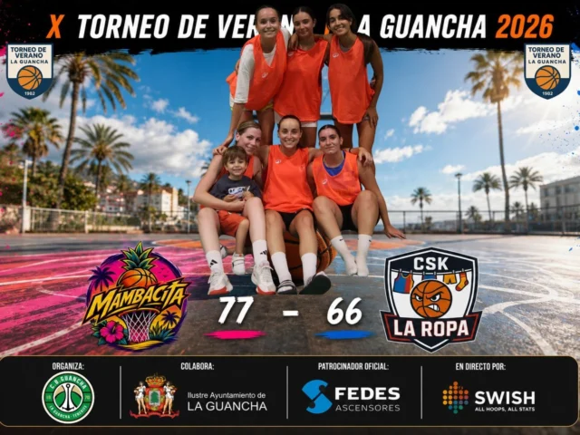 🏀🌴 𝗩𝗜𝗖𝗧𝗢𝗥𝗜𝗔 𝗣𝗔𝗥𝗔 𝗠𝗔𝗠𝗕𝗔𝗖𝗜𝗧𝗔 🌴🏀

🔥 𝗘𝗟 𝗫 𝗧𝗢𝗥𝗡𝗘𝗢 𝗗𝗘 𝗩𝗘𝗥𝗔𝗡𝗢 𝗙𝗘𝗠𝗘𝗡𝗜𝗡𝗢 nos dejó un nuevo encuentro lleno de intensidad, ritmo y buen baloncesto.

💥 𝗠𝗔𝗠𝗕𝗔𝗖𝗜𝗧𝗔 consiguió la victoria tras superar a 𝗖𝗦𝗞 𝗟𝗔 𝗥𝗢𝗣𝗔 por 77 - 66, en un partido muy competido en el que ambos equipos ofrecieron un gran espectáculo sobre la cancha.

👏 Enhorabuena a 𝗠𝗔𝗠𝗕𝗔𝗖𝗜𝗧𝗔 por este importante triunfo y también a 𝗖𝗦𝗞 𝗟𝗔 𝗥𝗢𝗣𝗔 por su entrega, competitividad y deportividad durante todo el encuentro.

📸 𝗟𝗔𝗦 𝗙𝗢𝗧𝗢𝗚𝗥𝗔𝗙Í𝗔𝗦 𝗗𝗘𝗟 𝗣𝗔𝗥𝗧𝗜𝗗𝗢 𝗬𝗔 𝗘𝗦𝗧Á𝗡 𝗗𝗜𝗦𝗣𝗢𝗡𝗜𝗕𝗟𝗘𝗦 𝗘𝗡 𝗘𝗟 𝗙𝗔𝗖𝗘𝗕𝗢𝗢𝗞 𝗗𝗘𝗟 𝗧𝗢𝗥𝗡𝗘𝗢 𝗗𝗘 𝗩𝗘𝗥𝗔𝗡𝗢 𝗟𝗔 𝗚𝗨𝗔𝗡𝗖𝗛𝗔. No te quedes sin revivir los mejores momentos del encuentro.

📊 𝗖𝗢𝗡𝗦𝗨𝗟𝗧𝗔 𝗧𝗢𝗗𝗔𝗦 𝗟𝗔𝗦 𝗘𝗦𝗧𝗔𝗗Í𝗦𝗧𝗜𝗖𝗔𝗦 𝗗𝗘𝗟 𝗣𝗔𝗥𝗧𝗜𝗗𝗢 𝗘𝗡 𝗦𝗪𝗜𝗦𝗛 y descubre los máximos anotadores, rebotes, asistencias y el resto de datos del encuentro.

🙌 Gracias a la afición por seguir llenando las gradas y haciendo del Torneo de Verano un ambiente único cada noche.

⛹️‍♀️ 𝗦𝗘𝗚𝗨𝗜𝗠𝗢𝗦 𝗗𝗜𝗦𝗙𝗥𝗨𝗧𝗔𝗡𝗗𝗢 𝗗𝗘𝗟 𝗠𝗘𝗝𝗢𝗥 𝗕𝗔𝗟𝗢𝗡𝗖𝗘𝗦𝗧𝗢 𝗗𝗘𝗟 𝗩𝗘𝗥𝗔𝗡𝗢 𝗘𝗡 𝗟𝗔 𝗚𝗨𝗔𝗡𝗖𝗛𝗔. 💚🧡

#XTorneoFemenino #TorneoDeVeranoLaGuancha #LaGuancha #Baloncesto #Basket #BaloncestoFemenino #Mambacita #CSKLaRopa #SWISH #Verano2026