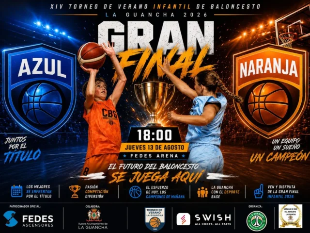 🏆🔥 𝗛𝗢𝗬 𝗦𝗘 𝗗𝗘𝗖𝗜𝗗𝗘 𝗘𝗟 𝗖𝗔𝗠𝗣𝗘𝗢́𝗡 🔥🏆
Después de varias semanas de baloncesto, ilusión, competición y grandes momentos, llega la hora de conocer al campeón del 𝗫𝗜𝗩 𝗧𝗢𝗥𝗡𝗘𝗢 𝗗𝗘 𝗩𝗘𝗥𝗔𝗡𝗢 𝗜𝗡𝗙𝗔𝗡𝗧𝗜𝗟 𝗗𝗘 𝗕𝗔𝗟𝗢𝗡𝗖𝗘𝗦𝗧𝗢 𝗟𝗔 𝗚𝗨𝗔𝗡𝗖𝗛𝗔 𝟮𝟬𝟮𝟲. 🏀💥
Esta tarde, el 𝗙𝗘𝗗𝗘𝗦 𝗔𝗥𝗘𝗡𝗔 será el escenario de la gran batalla por el título. Dos equipos que ya se conocen, dos colores frente a frente y una última cita en la que todo está en juego:
🔵 𝗔𝗭𝗨𝗟 🆚 𝗡𝗔𝗥𝗔𝗡𝗝𝗔 🟠
🏆 𝗚𝗥𝗔𝗡 𝗙𝗜𝗡𝗔𝗟
📅 𝗝𝗨𝗘𝗩𝗘𝗦 𝟭𝟯 𝗗𝗘 𝗔𝗚𝗢𝗦𝗧𝗢
⏰ 𝟭𝟴:𝟬𝟬 𝗛𝗢𝗥𝗔𝗦
📍 𝗙𝗘𝗗𝗘𝗦 𝗔𝗥𝗘𝗡𝗔 – 𝗣𝗟𝗨𝗦 𝗨𝗟𝗧𝗥𝗔
Azul y Naranja vuelven a encontrarse después de haberse enfrentado durante la fase de liga, pero esta vez será diferente: 𝗡𝗢 𝗛𝗔𝗬 𝗠𝗔Ñ𝗔𝗡𝗔. El ganador levantará el título de campeón. 🏆
Queremos que las gradas acompañen a nuestros jóvenes jugadores y jugadoras en una tarde especial. Ellos han sido los grandes protagonistas de este torneo y hoy tienen por delante el partido que todos querían jugar: 𝗟𝗔 𝗚𝗥𝗔𝗡 𝗙𝗜𝗡𝗔𝗟. 💙🧡
Porque detrás de cada canasta, cada pase, cada defensa y cada celebración está lo más importante: seguir disfrutando, aprendiendo y creciendo con el baloncesto. 🏀
🔥 𝗘𝗟 𝗙𝗨𝗧𝗨𝗥𝗢 𝗗𝗘𝗟 𝗕𝗔𝗟𝗢𝗡𝗖𝗘𝗦𝗧𝗢 𝗦𝗘 𝗝𝗨𝗘𝗚𝗔 𝗛𝗢𝗬 🔥
🔝 𝗣𝗔𝗧𝗥𝗢𝗖𝗜𝗡𝗔𝗗𝗢𝗥 𝗢𝗙𝗜𝗖𝗜𝗔𝗟: 𝗙𝗘𝗗𝗘𝗦 𝗔𝗦𝗖𝗘𝗡𝗦𝗢𝗥𝗘𝗦
🤝 𝗖𝗢𝗟𝗔𝗕𝗢𝗥𝗔: 𝗜𝗟𝗨𝗦𝗧𝗥𝗘 𝗔𝗬𝗨𝗡𝗧𝗔𝗠𝗜𝗘𝗡𝗧𝗢 𝗗𝗘 𝗟𝗔 𝗚𝗨𝗔𝗡𝗖𝗛𝗔
🏀 𝗢𝗥𝗚𝗔𝗡𝗜𝗭𝗔: 𝗖.𝗕. 𝗚𝗨𝗔𝗡𝗖𝗛𝗔
💚🤍 𝗡𝗢𝗦 𝗩𝗘𝗠𝗢𝗦 𝗔 𝗟𝗔𝗦 𝟭𝟴:𝟬𝟬 𝗘𝗡 𝗘𝗟 𝗙𝗘𝗗𝗘𝗦 𝗔𝗥𝗘𝗡𝗔.
#SomosFamiliaCBG #Desde1970 #TorneoDeVerano #LaGuancha #Baloncesto #FedesArena #BaloncestoBase
