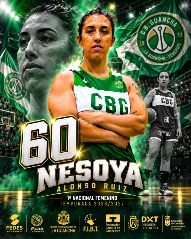 🏀💚 𝗡𝗘𝗦𝗢𝗬𝗔 𝗔𝗟𝗢𝗡𝗦𝗢 𝗥𝗨𝗜𝗭 𝗖𝗢𝗡𝗧𝗜𝗡Ú𝗔 𝗖𝗢𝗡 𝗡𝗢𝗦𝗢𝗧𝗥𝗢𝗦 | 𝟮𝟲/𝟮𝟳
Comenzamos a presentar, una a una, a las jugadoras que formarán parte de nuestro 𝗦É𝗡𝗜𝗢𝗥 𝗡𝗔𝗖𝗜𝗢𝗡𝗔𝗟 𝗙𝗘𝗠𝗘𝗡𝗜𝗡𝗢 esta temporada. 💚🖤
Y empezamos con una jugadora que seguirá defendiendo nuestros colores: 𝗡𝗘𝗦𝗢𝗬𝗔 𝗔𝗟𝗢𝗡𝗦𝗢 𝗥𝗨𝗜𝗭, 𝗗𝗢𝗥𝗦𝗔𝗟 𝟲𝟬. 🔥🏀
Nesoya vuelve a formar parte de un equipo que afronta la 𝗧𝗘𝗠𝗣𝗢𝗥𝗔𝗗𝗔 𝟮𝟬𝟮𝟲/𝟮𝟬𝟮𝟳 con muchísima ilusión, ganas de competir y el objetivo de seguir creciendo después de la gran temporada realizada el pasado curso.
🎙️ 𝗡𝗘𝗦𝗢𝗬𝗔:
«Volver a la cancha, sentir los nervios antes de cada partido y darlo todo con el equipo es lo mejor que me puede pasar. Para mí el basket no es solo un deporte, es mi momento de desconexión, mi motivación y una parte importante de mí. ¡Qué ganas de que empiece ya la temporada!»
Palabras que reflejan perfectamente lo que significa volver a ponerse la camiseta, reencontrarse con el equipo y sentir de nuevo el baloncesto. 💚
𝗡𝗘𝗦𝗢𝗬𝗔, ¡𝗔 𝗣𝗢𝗥 𝗢𝗧𝗥𝗔 𝗧𝗘𝗠𝗣𝗢𝗥𝗔𝗗𝗔 𝗝𝗨𝗡𝗧𝗢𝗦! 💪🔥
⬆️ 𝗙𝗘𝗗𝗘𝗦 𝗔𝗦𝗖𝗘𝗡𝗦𝗢𝗥𝗘𝗦
Una temporada más, FEDES sigue elevando nuestro proyecto. Su experiencia en ascensores, elevadores, accesibilidad, modernización y mantenimiento se une a su compromiso con el deporte y con nuestra cantera. 𝗚𝗥𝗔𝗖𝗜𝗔𝗦 𝗣𝗢𝗥 𝗦𝗘𝗚𝗨𝗜𝗥 𝗘𝗟𝗘𝗩𝗔𝗡𝗗𝗢 𝗝𝗨𝗡𝗧𝗢𝗦 𝗡𝗨𝗘𝗦𝗧𝗥𝗢𝗦 𝗦𝗨𝗘Ñ𝗢𝗦. 💚
⛽ 𝗣𝗖𝗔𝗡 𝗟𝗔 𝗚𝗨𝗔𝗡𝗖𝗛𝗔
La energía que mueve nuestro día a día también impulsa al CBG. PCAN La Guancha continúa apostando por el deporte de nuestro pueblo y acompañándonos en el camino de una nueva temporada. 𝗚𝗥𝗔𝗖𝗜𝗔𝗦 𝗣𝗢𝗥 𝗦𝗘𝗥 𝗟𝗔 𝗘𝗡𝗘𝗥𝗚Í𝗔 𝗤𝗨𝗘 𝗜𝗠𝗣𝗨𝗟𝗦𝗔 𝗔 𝗡𝗨𝗘𝗦𝗧𝗥𝗔 𝗙𝗔𝗠𝗜𝗟𝗜𝗔. ⛽💚
🏛️ 𝗜𝗟𝗨𝗦𝗧𝗥𝗘 𝗔𝗬𝗨𝗡𝗧𝗔𝗠𝗜𝗘𝗡𝗧𝗢 𝗗𝗘 𝗟𝗔 𝗚𝗨𝗔𝗡𝗖𝗛𝗔
Gracias por continuar apoyando el deporte, la formación y el baloncesto de nuestro municipio.
💚 𝗨𝗡𝗔 𝗧𝗘𝗠𝗣𝗢𝗥𝗔𝗗𝗔. 𝗨𝗡 𝗘𝗤𝗨𝗜𝗣𝗢. 𝗨𝗡 𝗣𝗨𝗘𝗕𝗟𝗢.
#SomosFamiliaCBG #Desde1970 #CBGuancha #SeniorFemenino #PrimeraNacional #Temporada2627 #NesoyaAlonso