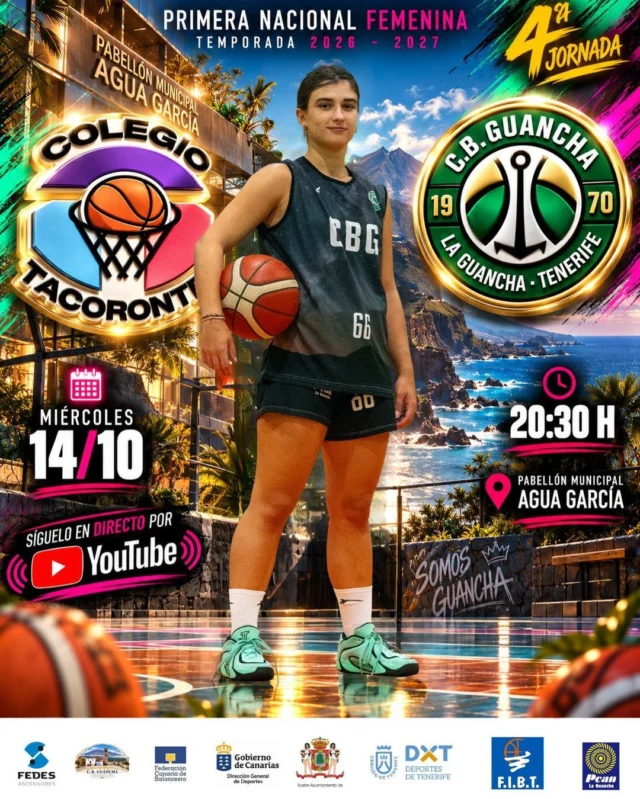 🏀💚 𝗝𝗢𝗥𝗡𝗔𝗗𝗔 𝟰 | 𝗡𝗨𝗘𝗩𝗢 𝗥𝗘𝗧𝗢, 𝗟𝗔 𝗠𝗜𝗦𝗠𝗔 𝗜𝗟𝗨𝗦𝗜Ó𝗡 𝗬 𝗠Á𝗦 𝗚𝗔𝗡𝗔𝗦 𝗤𝗨𝗘 𝗡𝗨𝗡𝗖𝗔 💚🤍

🔥 𝗘𝗦𝗧𝗘 𝗠𝗜É𝗥𝗖𝗢𝗟𝗘𝗦, 𝗡𝗨𝗘𝗦𝗧𝗥𝗔𝗦 𝗖𝗛𝗜𝗖𝗔𝗦 𝗩𝗨𝗘𝗟𝗩𝗘𝗡 𝗔 𝗟𝗔 𝗖𝗔𝗡𝗖𝗛𝗔.

Nuestro 𝗦𝗘𝗡𝗜𝗢𝗥 𝗙𝗘𝗠𝗘𝗡𝗜𝗡𝗢 𝗗𝗘 𝟭ª 𝗡𝗔𝗖𝗜𝗢𝗡𝗔𝗟 afronta mañana miércoles una nueva jornada de liga, desplazándose hasta Tacoronte para enfrentarse al 𝗖𝗢𝗟𝗘𝗚𝗜𝗢 𝗧𝗔𝗖𝗢𝗥𝗢𝗡𝗧𝗘.

Llegamos a esta cuarta jornada después de tres encuentros muy exigentes, tres auténticos partidazos en los que nuestras jugadoras han demostrado entrega, compromiso y un enorme espíritu de equipo.

Los resultados todavía no han acompañado, pero 𝗘𝗟 𝗧𝗥𝗔𝗕𝗔𝗝𝗢, 𝗟𝗔 𝗔𝗖𝗧𝗜𝗧𝗨𝗗 𝗬 𝗘𝗟 𝗖𝗢𝗥𝗔𝗭Ó𝗡 𝗗𝗘 𝗘𝗦𝗧𝗔𝗦 𝗖𝗛𝗜𝗖𝗔𝗦 𝗡𝗢 𝗦𝗘 𝗠𝗜𝗗𝗘𝗡 𝗦𝗢𝗟𝗢 𝗘𝗡 𝗘𝗟 𝗠𝗔𝗥𝗖𝗔𝗗𝗢𝗥. 💚

🏆 𝟭ª 𝗡𝗔𝗖𝗜𝗢𝗡𝗔𝗟 𝗙𝗘𝗠𝗘𝗡𝗜𝗡𝗔 | 𝗝𝗢𝗥𝗡𝗔𝗗𝗔 𝟰

📅 𝗠𝗜É𝗥𝗖𝗢𝗟𝗘𝗦 𝟭𝟰 𝗗𝗘 𝗢𝗖𝗧𝗨𝗕𝗥𝗘
🏀 𝗖𝗢𝗟𝗘𝗚𝗜𝗢 𝗧𝗔𝗖𝗢𝗥𝗢𝗡𝗧𝗘 🆚 𝗖.𝗕. 𝗚𝗨𝗔𝗡𝗖𝗛𝗔
🕣 𝟮𝟬:𝟯𝟬 𝗛𝗢𝗥𝗔𝗦
📍 𝗣𝗔𝗕𝗘𝗟𝗟Ó𝗡 𝗠𝗨𝗡𝗜𝗖𝗜𝗣𝗔𝗟 𝗔𝗚𝗨𝗔 𝗚𝗔𝗥𝗖Í𝗔 | 𝗧𝗔𝗖𝗢𝗥𝗢𝗡𝗧𝗘

💚 𝗖𝗛𝗜𝗖𝗔𝗦, 𝗦𝗜𝗚𝗔𝗡 𝗖𝗥𝗘𝗬𝗘𝗡𝗗𝗢.

Creemos en este grupo, en su capacidad de superación y en todo lo que todavía tiene por ofrecer. 

𝗡𝗢 𝗖𝗔𝗠𝗕𝗜𝗘𝗡 𝗦𝗨 𝗙𝗢𝗥𝗠𝗔 𝗗𝗘 𝗦𝗘𝗥. 𝗦𝗜𝗚𝗔𝗡 𝗝𝗨𝗚𝗔𝗡𝗗𝗢 𝗝𝗨𝗡𝗧𝗔𝗦, 𝗦𝗜𝗚𝗔𝗡 𝗗𝗜𝗦𝗙𝗥𝗨𝗧𝗔𝗡𝗗𝗢 𝗬 𝗦𝗜𝗚𝗔𝗡 𝗗𝗘𝗙𝗘𝗡𝗗𝗜𝗘𝗡𝗗𝗢 𝗘𝗦𝗧𝗢𝗦 𝗖𝗢𝗟𝗢𝗥𝗘𝗦 𝗖𝗢𝗡 𝗢𝗥𝗚𝗨𝗟𝗟𝗢. 💪🏼

🤝 𝗚𝗥𝗔𝗖𝗜𝗔𝗦 𝗔 𝗤𝗨𝗜𝗘𝗡𝗘𝗦 𝗡𝗢𝗦 𝗔𝗖𝗢𝗠𝗣𝗔Ñ𝗔𝗡 𝗘𝗡 𝗘𝗦𝗧𝗔 𝗧𝗘𝗠𝗣𝗢𝗥𝗔𝗗𝗔:

⬆️ 𝗙𝗘𝗗𝗘𝗦 𝗔𝗦𝗖𝗘𝗡𝗦𝗢𝗥𝗘𝗦 | Soluciones de elevación para viviendas y edificios, con ascensores unifamiliares y plataformas salvaescaleras que eliminan barreras y facilitan la movilidad.

⛽ 𝗣𝗖𝗔𝗡 𝗟𝗔 𝗚𝗨𝗔𝗡𝗖𝗛𝗔 | Repostaje, tienda y servicios de autolavado para mantener tu vehículo preparado en cada desplazamiento.

🏛️ 𝗜𝗟𝗨𝗦𝗧𝗥𝗘 𝗔𝗬𝗨𝗡𝗧𝗔𝗠𝗜𝗘𝗡𝗧𝗢 𝗗𝗘 𝗟𝗔 𝗚𝗨𝗔𝗡𝗖𝗛𝗔 | Gracias por seguir respaldando el deporte femenino.

💚🤍 𝗣𝗔𝗦𝗘 𝗟𝗢 𝗤𝗨𝗘 𝗣𝗔𝗦𝗘, 𝗦𝗜𝗘𝗠𝗣𝗥𝗘 𝗖𝗢𝗡 𝗨𝗦𝗧𝗘𝗗𝗘𝗦.

¡𝟭, 𝟮, 𝟯… 𝗚𝗨𝗔𝗡𝗖𝗛𝗔! 💚🏀

#SomosFamiliaCBG #Desde1970