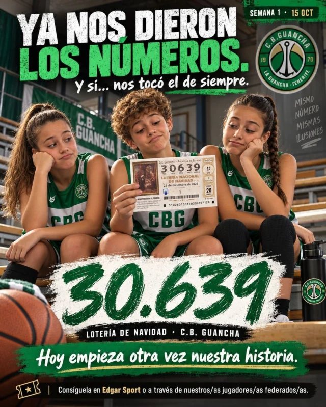 🎄🏀 𝗬𝗔 𝗡𝗢𝗦 𝗗𝗜𝗘𝗥𝗢𝗡 𝗟𝗢𝗦 𝗡𝗨́𝗠𝗘𝗥𝗢𝗦… 𝗬 𝗦𝗜́, 𝗡𝗢𝗦 𝗧𝗢𝗖𝗢́ 𝗘𝗟 𝗗𝗘 𝗦𝗜𝗘𝗠𝗣𝗥𝗘. 🤦‍♂️🍀

Hay historias que comienzan con una victoria. Otras, con una derrota. Y la nuestra… empieza, un año más, con el 𝟯𝟬.𝟲𝟯𝟵.

Sí, otra vez. 😂

𝗹𝗹𝗲𝘃𝗮𝗺𝗼𝘀 𝗺𝗮́𝘀 𝗱𝗲 𝟯𝟬 𝗮𝗻̃𝗼𝘀 𝗷𝘂𝗴𝗮𝗻𝗱𝗼 𝗲𝗹 𝗺𝗶𝘀𝗺𝗼 𝗻𝘂́𝗺𝗲𝗿𝗼 𝗲𝗻 𝗹𝗮 𝗟𝗼𝘁𝗲𝗿𝗶́𝗮 𝗱𝗲 𝗡𝗮𝘃𝗶𝗱𝗮𝗱. Tanto tiempo que ya forma parte de nuestra historia, de nuestras costumbres y de esa familia que hemos construido alrededor del baloncesto desde 1970.

Y ojo, que este número tuvo sus años de gloria. 🏆 Hubo una época, hace ya unos 20 años, en la que casi todas las Navidades repartíamos alguna alegría. Una terminación por aquí, una pedrea por allá… ¡Siempre caía algo!

Pero después llegó la sequía.

𝗠𝗮́𝘀 𝗱𝗲 𝟭𝟱 𝗮𝗻̃𝗼𝘀 𝘀𝗶𝗻 𝗿𝗲𝗽𝗮𝗿𝘁𝗶𝗿 𝘂𝗻𝗮 𝗮𝗹𝗲𝗴𝗿𝗶́𝗮. ¡𝗡𝗶 𝘂𝗻𝗮 𝗽𝗲𝗱𝗿𝗲𝗮 𝗽𝗮𝗿𝗮 𝗰𝗼𝗻𝘀𝗼𝗹𝗮𝗿𝗻𝗼𝘀! 😅

Y claro, cada vez que llegan los décimos, siempre aparece la misma pregunta:

🤔 ¿Pero vamos a seguir jugando el mismo número?

Y la respuesta también es siempre la misma:

¡𝗣𝗨𝗘𝗦 𝗖𝗟𝗔𝗥𝗢! ¿𝗖𝗢́𝗠𝗢 𝗩𝗔𝗠𝗢𝗦 𝗔 𝗔𝗕𝗔𝗡𝗗𝗢𝗡𝗔𝗥𝗟𝗢 𝗔𝗛𝗢𝗥𝗔?

Aunque, siendo sinceros, ilusión, lo que se dice ilusión… de momento, poquita. 😂

Pero hay algo que nos impide cambiarlo. Quizás sea la tradición. Quizás el cariño. O quizás esa pequeña esperanza que, por mucho que pasen los años, nunca termina de desaparecer.

🎬 𝗛𝗢𝗬 𝗖𝗢𝗠𝗜𝗘𝗡𝗭𝗔 𝗡𝗨𝗘𝗦𝗧𝗥𝗔 𝗛𝗜𝗦𝗧𝗢𝗥𝗜𝗔.

Una historia de desilusiones, recuerdos, cabezonería, fidelidad y, quién sabe, quizás también de recuperar la fe.

🎟️ 𝗟𝗢𝗧𝗘𝗥𝗜́𝗔 𝗗𝗘 𝗡𝗔𝗩𝗜𝗗𝗔𝗗 𝟮𝟬𝟮𝟲

🍀 𝗡𝗨́𝗠𝗘𝗥𝗢 𝟯𝟬.𝟲𝟯𝟵

📍 𝗣𝗨𝗡𝗧𝗢𝗦 𝗗𝗘 𝗩𝗘𝗡𝗧𝗔:
🟢 Edgar Sport, en La Guancha.
🟢 A través de nuestros jugadores.

Porque después de tantos años, hay una cosa que tenemos clara…

𝗦𝗶 𝗮𝗹𝗴𝘂́𝗻 𝗱𝗶́𝗮 𝘁𝗼𝗰𝗮, 𝗾𝘂𝗲𝗿𝗲𝗺𝗼𝘀 𝗾𝘂𝗲 𝗻𝗼𝘀 𝘁𝗼𝗾𝘂𝗲 𝗷𝘂𝗻𝘁𝗼𝘀. 💚🤍

Y ahora una pregunta para nuestra familia del CBG:

👇 ¿𝗦𝗲𝗴𝘂𝗶𝗺𝗼𝘀 𝗰𝗼𝗻𝗳𝗶𝗮𝗻𝗱𝗼 𝗲𝗻 𝗲𝗹 𝟯𝟬.𝟲𝟯𝟵 𝗼 𝘆𝗮 𝗹𝗼 𝗱𝗮𝗺𝗼𝘀 𝗽𝗼𝗿 𝗶𝗺𝗽𝗼𝘀𝗶𝗯𝗹𝗲? 😂

Esto acaba de empezar…

#SomosFamiliaCBG #Desde1970