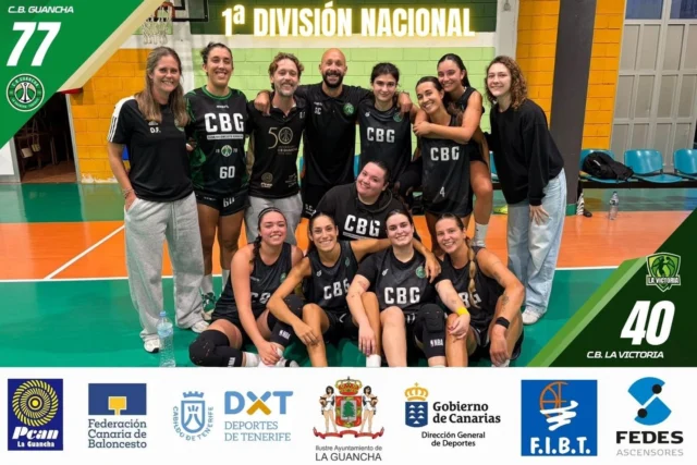 🏀💚🤍 𝗘𝗟 𝗣𝗟𝗨𝗦 𝗨𝗟𝗧𝗥𝗔 𝗩𝗨𝗘𝗟𝗩𝗘 𝗔 𝗖𝗘𝗟𝗘𝗕𝗥𝗔𝗥… ¡𝗡𝗨𝗘𝗦𝗧𝗥𝗔𝗦 𝗚𝗨𝗘𝗥𝗥𝗘𝗥𝗔𝗦 𝗙𝗜𝗥𝗠𝗔𝗡 𝗨𝗡𝗔 𝗚𝗥𝗔𝗡 𝗩𝗜𝗖𝗧𝗢𝗥𝗜𝗔! 🔥💪

¡Qué alegría volver a ver sonreír a nuestras chicas de 𝗣𝗥𝗜𝗠𝗘𝗥𝗔 𝗗𝗜𝗩𝗜𝗦𝗜𝗢́𝗡 𝗡𝗔𝗖𝗜𝗢𝗡𝗔𝗟 𝗙𝗘𝗠𝗘𝗡𝗜𝗡𝗔! ❤️

Esta tarde, nuestro equipo sénior ha conseguido una contundente victoria frente al C.B. La Victoria, regalándonos otra jornada de baloncesto y celebración en casa.

🏆 𝗥𝗘𝗦𝗨𝗟𝗧𝗔𝗗𝗢 𝗙𝗜𝗡𝗔𝗟

💚 𝗖.𝗕. 𝗚𝗨𝗔𝗡𝗖𝗛𝗔 𝟳𝟳
🏀 𝗖.𝗕. 𝗟𝗔 𝗩𝗜𝗖𝗧𝗢𝗥𝗜𝗔 𝟰𝟬

📅 Sábado 24 de octubre de 2026
📍 Pabellón CEIP Plus Ultra · La Guancha

🔥 𝗦𝗘𝗚𝗨𝗡𝗗𝗔 𝗩𝗜𝗖𝗧𝗢𝗥𝗜𝗔 𝗖𝗢𝗡𝗦𝗘𝗖𝗨𝗧𝗜𝗩𝗔 𝗘𝗡 𝗟𝗜𝗚𝗔

Después del triunfo conseguido en la cancha del Colegio Tacoronte, nuestras jugadoras vuelven a sumar una victoria, esta vez ante nuestra afición.

Dos victorias consecutivas que refuerzan la confianza de un grupo que continúa trabajando para crecer jornada tras jornada.

💚 Pero más allá de los números, nos quedamos con la imagen que acompaña esta publicación: jugadoras y cuerpo técnico juntos, sonriendo y compartiendo la satisfacción de una tarde de baloncesto.

Porque detrás de cada partido hay entrenamientos, sacrificios, compromiso y muchas horas dedicadas a defender estos colores.

👏 𝗘𝗡𝗛𝗢𝗥𝗔𝗕𝗨𝗘𝗡𝗔, 𝗘𝗤𝗨𝗜𝗣𝗢. A nuestras jugadoras y cuerpo técnico, gracias por el esfuerzo y por seguir demostrando las ganas que tienen de competir.

✈️🏀 𝗣𝗥𝗢́𝗫𝗜𝗠𝗔 𝗣𝗔𝗥𝗔𝗗𝗔… ¡𝗙𝗨𝗘𝗥𝗧𝗘𝗩𝗘𝗡𝗧𝗨𝗥𝗔!

La próxima semana nuestras chicas pondrán rumbo a Fuerteventura para afrontar un nuevo compromiso de liga. Un desplazamiento y otro desafío para seguir creciendo, compitiendo y defendiendo con orgullo los colores del C.B. Guancha. 💚🤍

💚 𝗘𝗟 𝗔𝗣𝗢𝗬𝗢 𝗤𝗨𝗘 𝗡𝗢𝗦 𝗛𝗔𝗖𝗘 𝗖𝗥𝗘𝗖𝗘𝗥

🛗 𝗙𝗘𝗗𝗘𝗦 𝗔𝗦𝗖𝗘𝗡𝗦𝗢𝗥𝗘𝗦 | Especialistas en instalación, mantenimiento y modernización de ascensores.
🌐 www.fedesascensores.com

⛽ 𝗣𝗖𝗔𝗡 𝗟𝗔 𝗚𝗨𝗔𝗡𝗖𝗛𝗔 | Combustible, tienda y servicios para el automóvil.

🏛️ 𝗜𝗟𝗨𝗦𝗧𝗥𝗘 𝗔𝗬𝗨𝗡𝗧𝗔𝗠𝗜𝗘𝗡𝗧𝗢 𝗗𝗘 𝗟𝗔 𝗚𝗨𝗔𝗡𝗖𝗛𝗔 | Gracias por su colaboración

#SomosFamiliaCBG #Desde1970