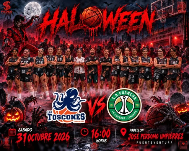 🎃🏀🧟‍♀️ 𝗘𝗦𝗧𝗘 𝗛𝗔𝗟𝗟𝗢𝗪𝗘𝗘𝗡… ¡𝗟𝗔𝗦 𝗚𝗨𝗘𝗥𝗥𝗘𝗥𝗔𝗦 𝗗𝗘𝗟 𝗖.𝗕. 𝗚𝗨𝗔𝗡𝗖𝗛𝗔 𝗔𝗧𝗘𝗥𝗥𝗜𝗭𝗔𝗡 𝗙𝗨𝗘𝗥𝗧𝗘𝗩𝗘𝗡𝗧𝗨𝗥𝗔! 🩸🔥

🌕 La luna llena ilumina la cancha, los zombis despiertan, las calabazas cobran vida y una expedición vestida de verde y negro se prepara para desembarcar en Fuerteventura…

¡Pero esta vez no vienen a protagonizar una película de terror! 😈

💚 ¡𝗩𝗜𝗘𝗡𝗘𝗡 𝗔 𝗝𝗨𝗚𝗔𝗥 𝗔𝗟 𝗕𝗔𝗟𝗢𝗡𝗖𝗘𝗦𝗧𝗢!

Nuestras chicas de 𝗣𝗥𝗜𝗠𝗘𝗥𝗔 𝗗𝗜𝗩𝗜𝗦𝗜𝗢́𝗡 𝗡𝗔𝗖𝗜𝗢𝗡𝗔𝗟 𝗙𝗘𝗠𝗘𝗡𝗜𝗡𝗔 afrontan una nueva jornada de liga con un desplazamiento muy especial, coincidiendo con la noche más terrorífica del año.

🏀 𝗝𝗢𝗥𝗡𝗔𝗗𝗔 𝗗𝗘 𝗛𝗔𝗟𝗟𝗢𝗪𝗘𝗘𝗡

🆚 𝗚𝗔𝗥𝗗𝗘𝗡 𝗛𝗢𝗧𝗘𝗟𝗘𝗦 𝗧𝗢𝗦𝗖𝗢𝗡𝗘𝗦 – 𝗖.𝗕. 𝗚𝗨𝗔𝗡𝗖𝗛𝗔

📅 Sábado 31 de octubre de 2026
🕓 16:00 horas
📍 Pabellón José Perdomo Umpiérrez
✈️ Fuerteventura

🔥 𝗘𝗟 𝗢𝗕𝗝𝗘𝗧𝗜𝗩𝗢… ¡𝗟𝗔 𝗧𝗘𝗥𝗖𝗘𝗥𝗔 𝗩𝗜𝗖𝗧𝗢𝗥𝗜𝗔 𝗖𝗢𝗡𝗦𝗘𝗖𝗨𝗧𝗜𝗩𝗔!

Después de superar al Colegio Tacoronte a domicilio y al C.B. La Victoria en nuestro Plus Ultra, nuestras guerreras llegan a esta cita con dos triunfos consecutivos y muchas ganas de seguir sumando.

🧟‍♀️ 𝗘𝗟 𝗧𝗘𝗥𝗥𝗢𝗥 𝗦𝗢𝗟𝗢 𝗘𝗦𝗧𝗔́ 𝗘𝗡 𝗘𝗟 𝗖𝗔𝗥𝗧𝗘𝗟… ¡𝗘𝗟 𝗘𝗦𝗙𝗨𝗘𝗥𝗭𝗢 𝗦𝗘𝗥𝗔́ 𝗠𝗨𝗬 𝗥𝗘𝗔𝗟!

🤝💚 𝗚𝗥𝗔𝗖𝗜𝗔𝗦 𝗔 𝗤𝗨𝗜𝗘𝗡𝗘𝗦 𝗡𝗢𝗦 𝗔𝗬𝗨𝗗𝗔𝗡 𝗔 𝗦𝗘𝗚𝗨𝗜𝗥 𝗖𝗥𝗘𝗖𝗜𝗘𝗡𝗗𝗢

🛗 𝗙𝗘𝗗𝗘𝗦 𝗔𝗦𝗖𝗘𝗡𝗦𝗢𝗥𝗘𝗦 | Especialistas en instalación, mantenimiento, reparación y modernización de ascensores. 
🌐 www.fedesascensores.com

⛽ 𝗣𝗖𝗔𝗡 𝗟𝗔 𝗚𝗨𝗔𝗡𝗖𝗛𝗔 | Mucho más que una estación de servicio. Combustible para nuestros desplazamientos, tienda con productos de alimentación, ofertas y atención cercana para hacer más cómodo el día a día.

🏛️ 𝗜𝗟𝗨𝗦𝗧𝗥𝗘 𝗔𝗬𝗨𝗡𝗧𝗔𝗠𝗜𝗘𝗡𝗧𝗢 𝗗𝗘 𝗟𝗔 𝗚𝗨𝗔𝗡𝗖𝗛𝗔 | Nuestro agradecimiento por su colaboración y compromiso con el deporte municipal. 💚🤍

🎃💚 𝗘𝗡 𝗛𝗔𝗟𝗟𝗢𝗪𝗘𝗘𝗡 𝗛𝗔𝗬 𝗠𝗨𝗖𝗛𝗔𝗦 𝗖𝗢𝗦𝗔𝗦 𝗤𝗨𝗘 𝗗𝗔𝗡 𝗠𝗜𝗘𝗗𝗢… ¡𝗣𝗘𝗥𝗢 𝗡𝗨𝗘𝗦𝗧𝗥𝗔𝗦 𝗚𝗨𝗘𝗥𝗥𝗘𝗥𝗔𝗦 𝗡𝗢 𝗟𝗘 𝗧𝗘𝗠𝗘𝗡 𝗔 𝗡𝗜𝗡𝗚𝗨́𝗡 𝗥𝗘𝗧𝗢! 🧟‍♀️🔥

🏀 ¡𝟭, 𝟮, 𝟯… 𝗚𝗨𝗔𝗡𝗖𝗛𝗔! 💚

#SomosFamiliaCBG #Desde1970